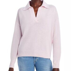 **Cream color** C by Bloomingdale's Cashmere Polo Shirt, Size Medium